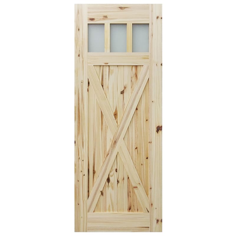 Barn Door - 3 Lite Crossbuck - Knotty Pine - 36